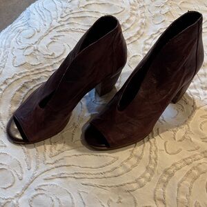 Lucky Brand raisin leather Elegant Women's Peep-Toe Heels- booties